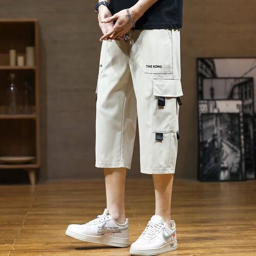 Men's Summer Ultra-Thin Trendy Work Pants, Loose Ice Silk Sports Casual 7-Inch Shorts