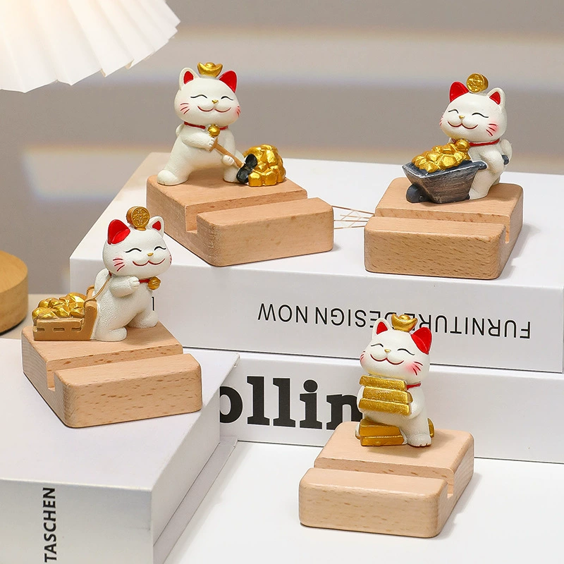 Котенок лежачи, чтобы победить счастливый кот, украшения, милый кот, держатель для мобильного телефона, украшение для рабочего стола, декомпрессионный подарок, украшения для дома