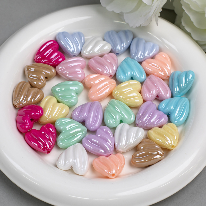 Ding Yi Cold Moon Electroplated Wave Heart Beads Straight Hole Handmade DIY Bracelet Jewelry Accessories Pendant Materials