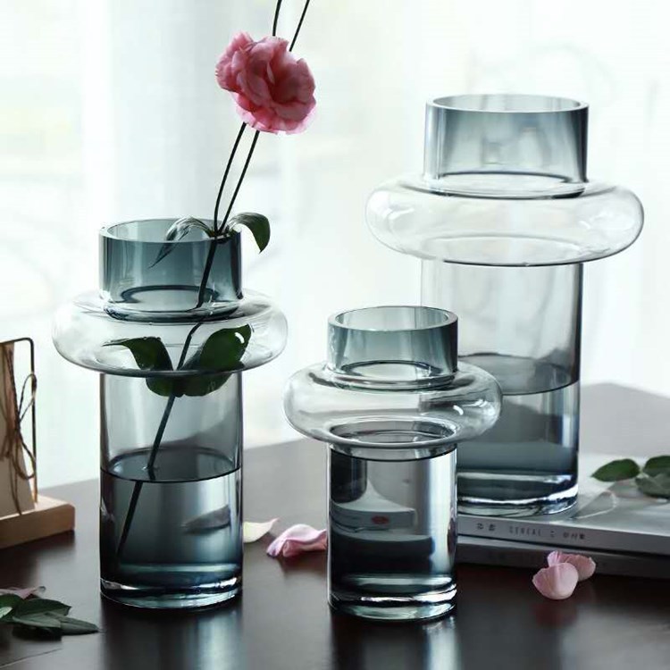 Nordic creative Internet celebrity small waist primary color glass vase dried flowers fresh flowers water-raised green plants living room ornaments flower arranging device