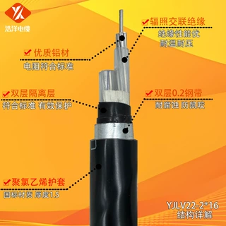 厂家直发国标铝芯电缆YJLV架空2芯4 6 10 16 25 35 平方电线