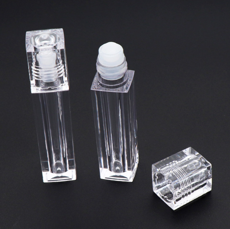 Cuadrado Rosa tapa labio botella de aceite rebordear botella rodillo bola botella de crema de ojos botella 6,5 ml cosmético como esencia botella vacía