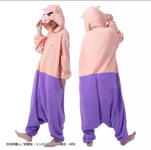 Japanese version of plump left guard door cartoon one-piece pajamas for men and women cute pig role-playing costume Halloween onesie