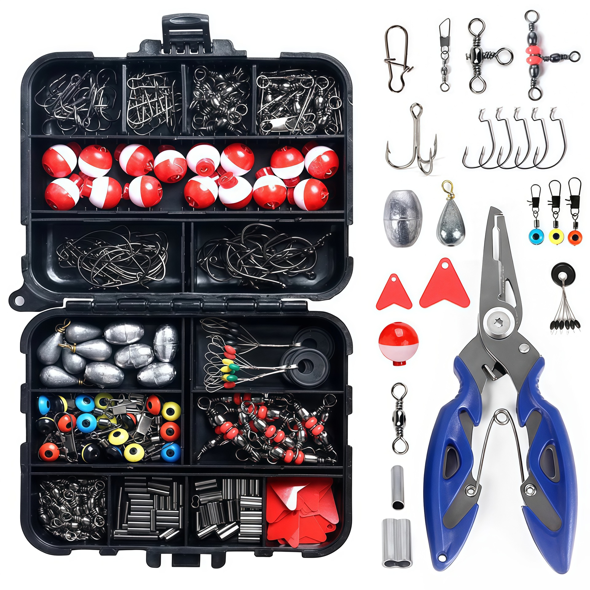 264-Piece Lure Accessory Kit with Lure Pliers, Fish Hooks, Rock Fishing, Sea Fishing, Ball-Shaped Floats, Copper Tube Sinkers, Cross-Border