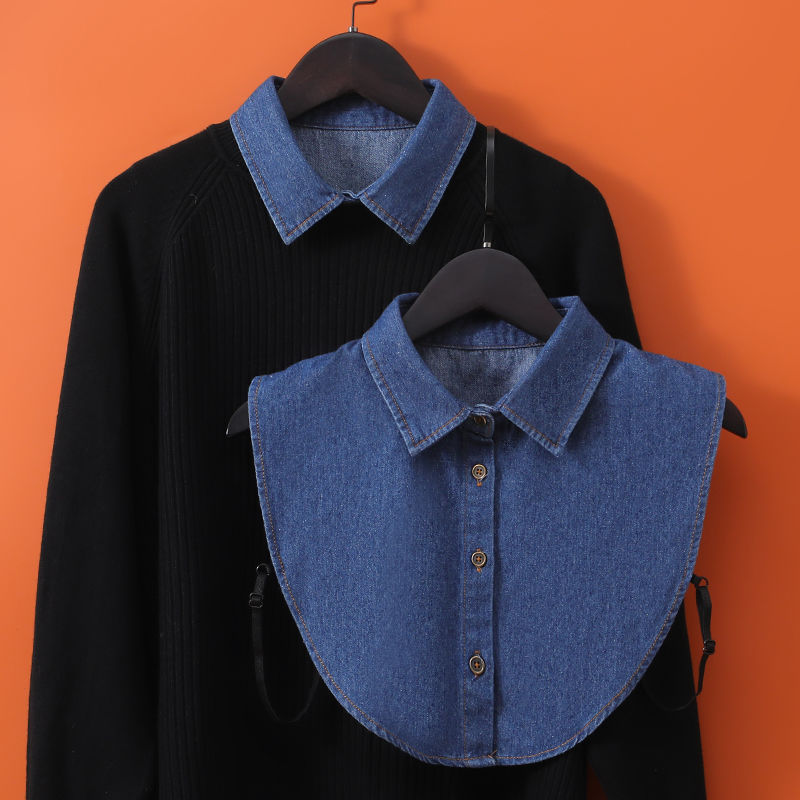 Denim Fake Collar for Women, Korean Style Autumn and Winter Sweater, Sweatshirt, Decorative Collar, Age-Reducing Shirt Collar, Versatile Inner Fake Collar Denim Fake Collar for Women, Korean Style Autumn and Winter Sweater, Sweatshirt, Decorative Collar, Age-Reducing Shirt Collar, Versatile Inner Fake Collar