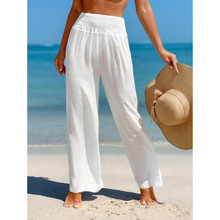 Q 64082 Linen loose flared beach pants �����������ɳ̲��