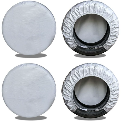 Cross-border Amazon car tire protective cover spare tire sun protection dust cover 4-piece set 420D wheel cover (Spare wheel cover) - suitable-for-tires-with-a-diameter-of-48-58cm-a-width-of-29cm-4-pieces-420d-oxford-cloth-gray