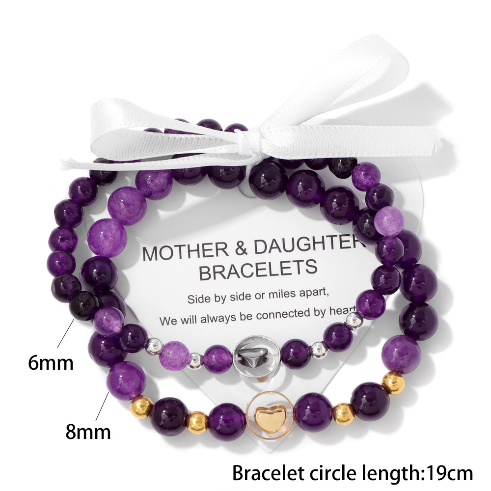 Elegant MAMA Simple Style Round Heart Shape Stone Beaded Mother'S Day Women's Bracelets display picture 5