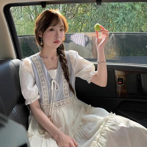 Skirted Girl 2025 Summer Two-Piece Forest Style Waist Cincher Meat Hiding Slimming Sweet Short Sleeve Tea Party Dress