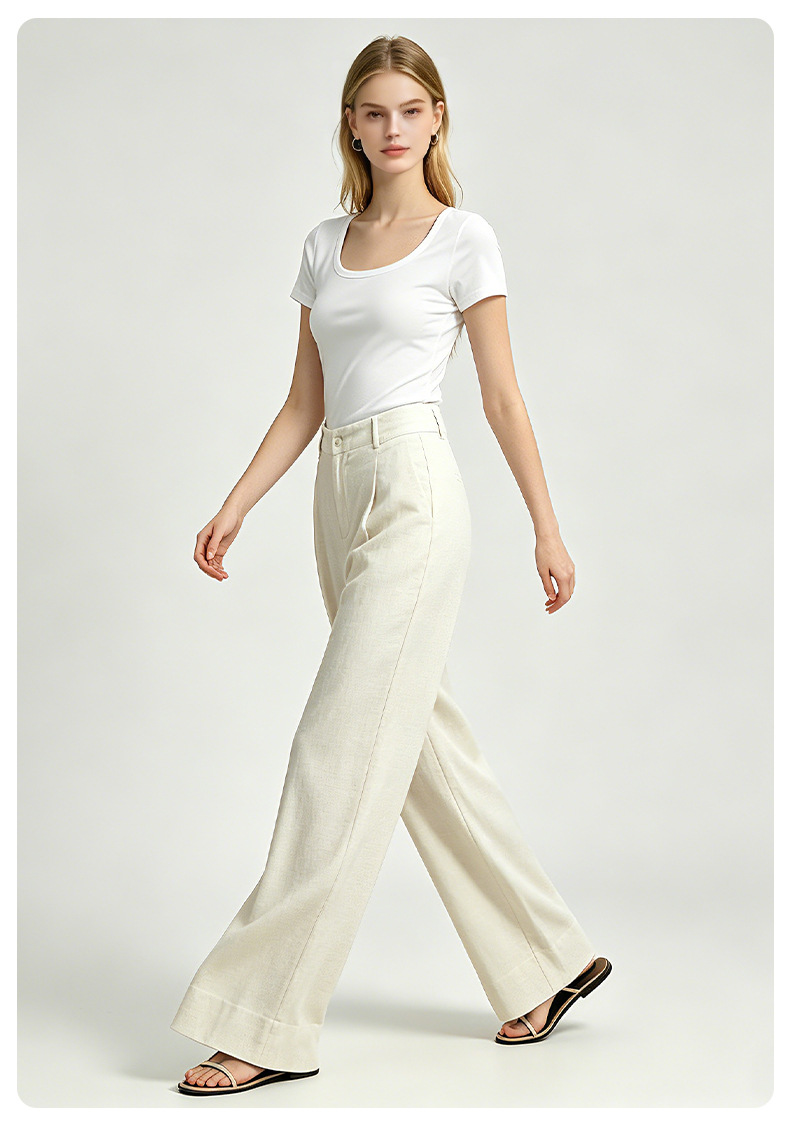 Quần culottes nữ ống rộng cạp cao vải linen phối sợi Lyocell, dáng suông rủ nhẹ, dài chạm đất — Màu sắc chi tiết 26