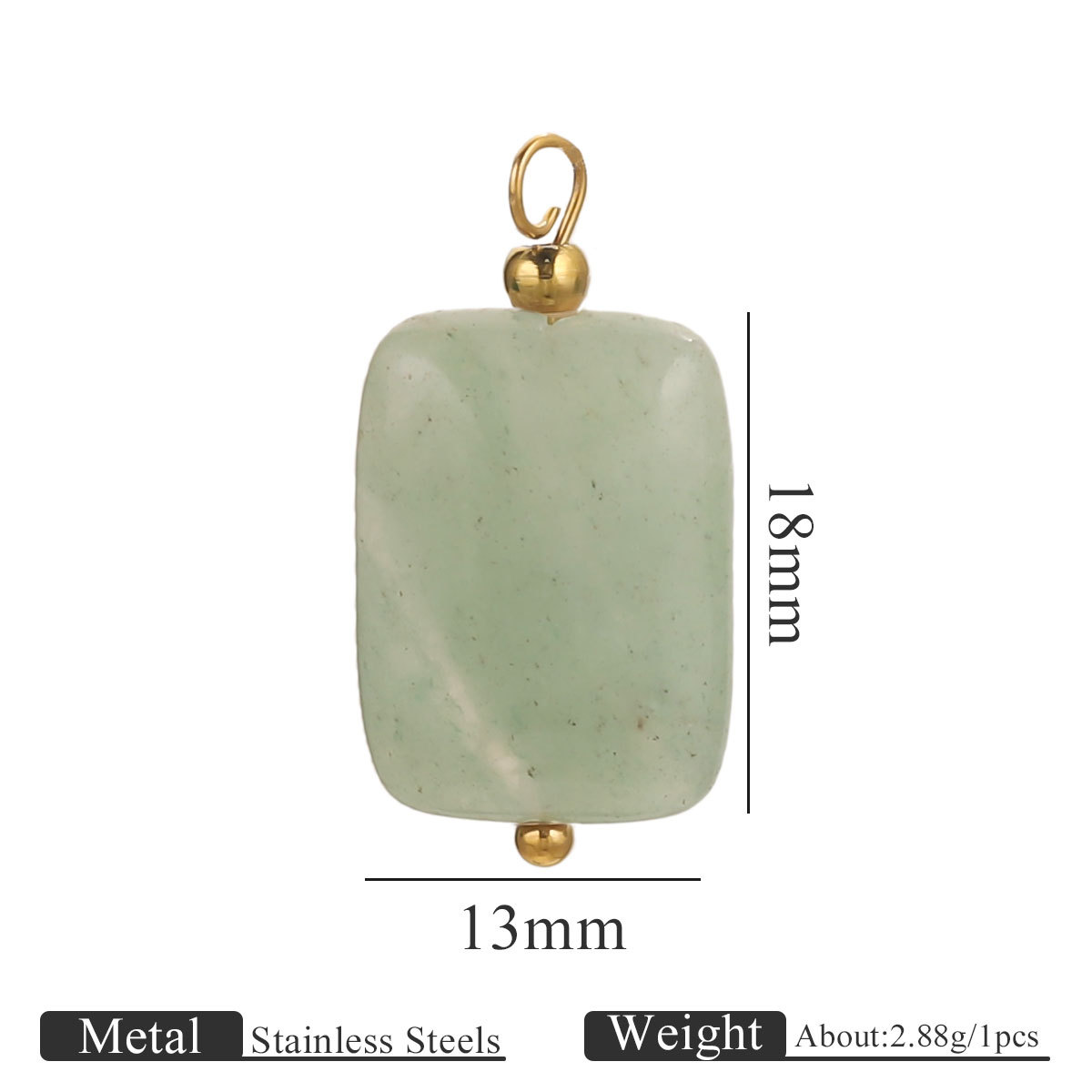 Piedra natural de acero inoxidable hecha a mano colgante colgante cuadrado DIY collar pendientes pulseras joyas accesorios al por mayor