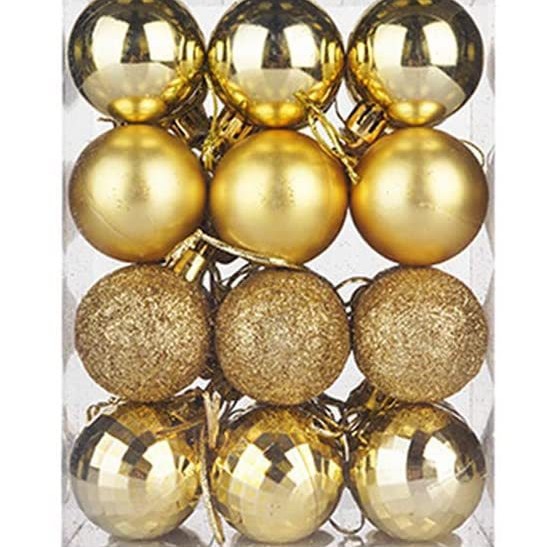 クリスマスツリー24個の方眼球装飾品が光る亜光閃粉球にプラスチッククリスマス球3CM 4CMが混ざっている