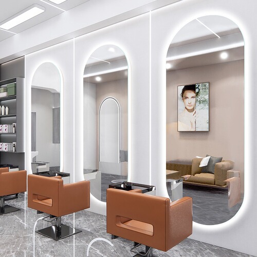 Simple and Stylish Hair Salon Mirror | New Design | Wall-Mounted, Single-Sided Mirror with LED Lights—Perfect for Barber Shops and Beauty Salons
