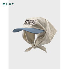 韓國小眾字母撞色頭巾棒球帽女戶外速干綁帶鴨舌帽夏季海邊遮陽帽