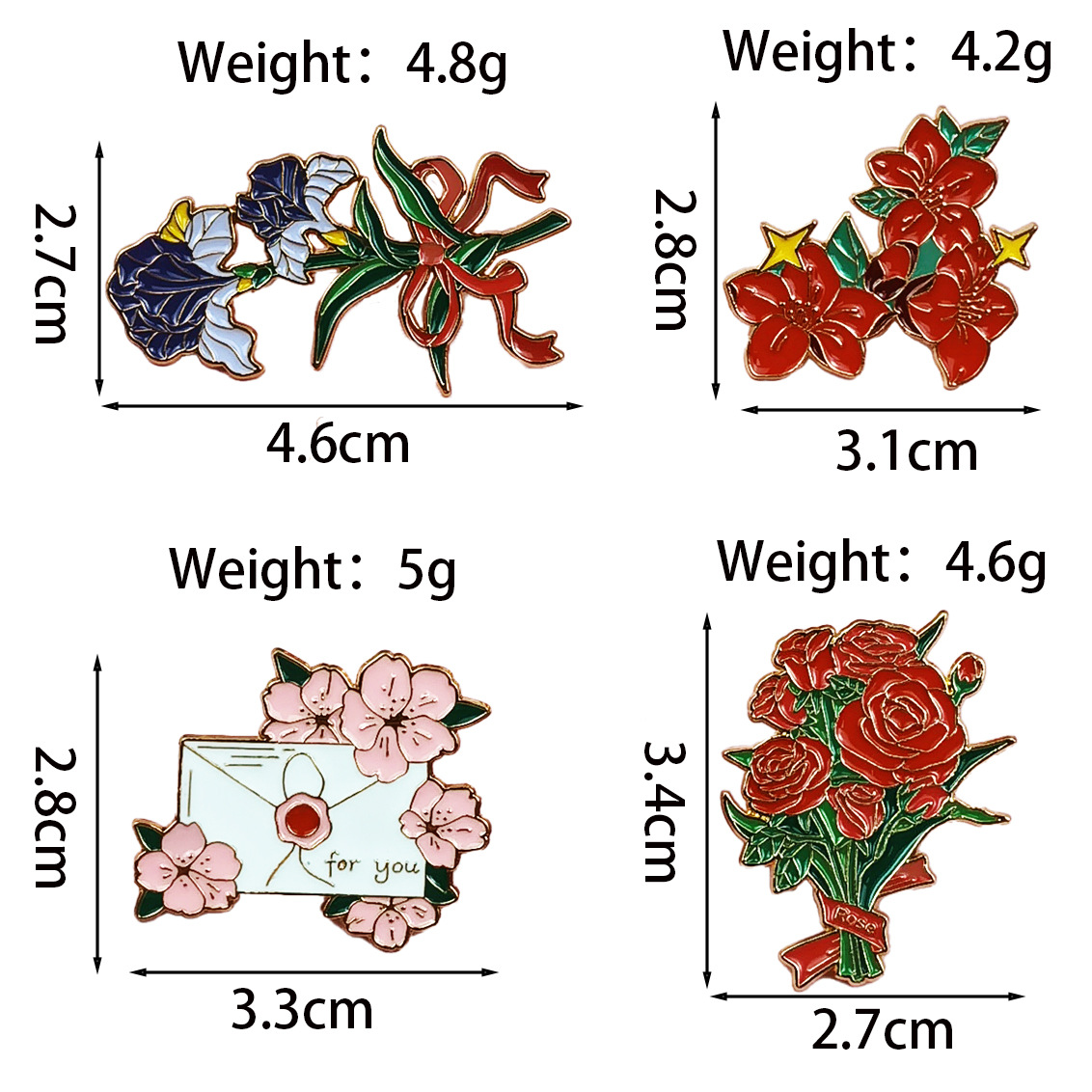 Florale Metallbrosche Für Damen Kirschblüte Und Rose Anstecker_voghion.com