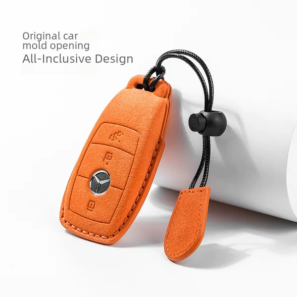 Suede car key cover for Mercedes-Benz new E300L shell A200 pendant C260 package S-grade leather glc buckle