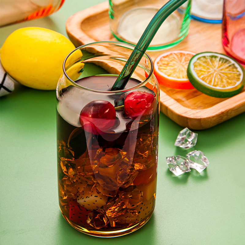 Simple ins taza de cola barra transparente jugo puede Red de vidrio bebida fría del hogar rojo taza de agua de alto aspecto