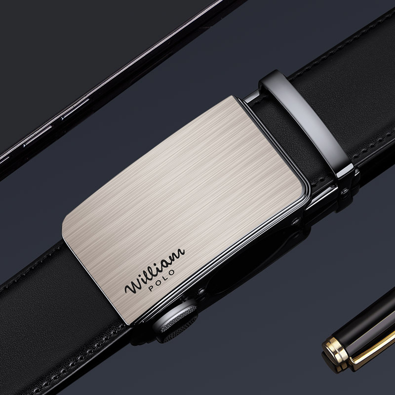 Cinturón de cuero genuino para hombre de la marca Paul, con hebilla automática de aleación, cinturón sencillo de negocios, cinturón de alta gama para hombre, venta al por mayor.