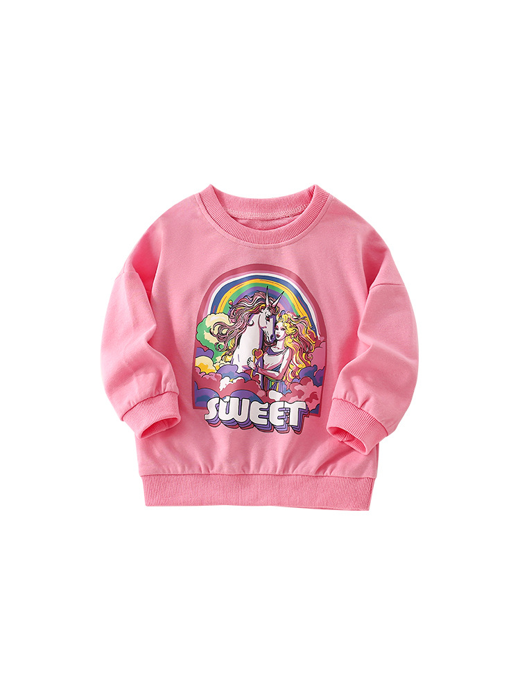 Malwee ropa de niñas suéter otoño nuevo estilo europeo y americano niños adorables impresión de niñas de cuello redondo chaqueta casual
