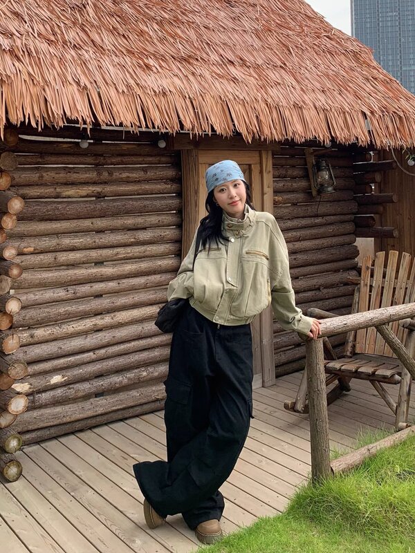 美式复古脏脏工装风机车夹克辣妹宽松显瘦短款外套2025年秋季新款|undefined