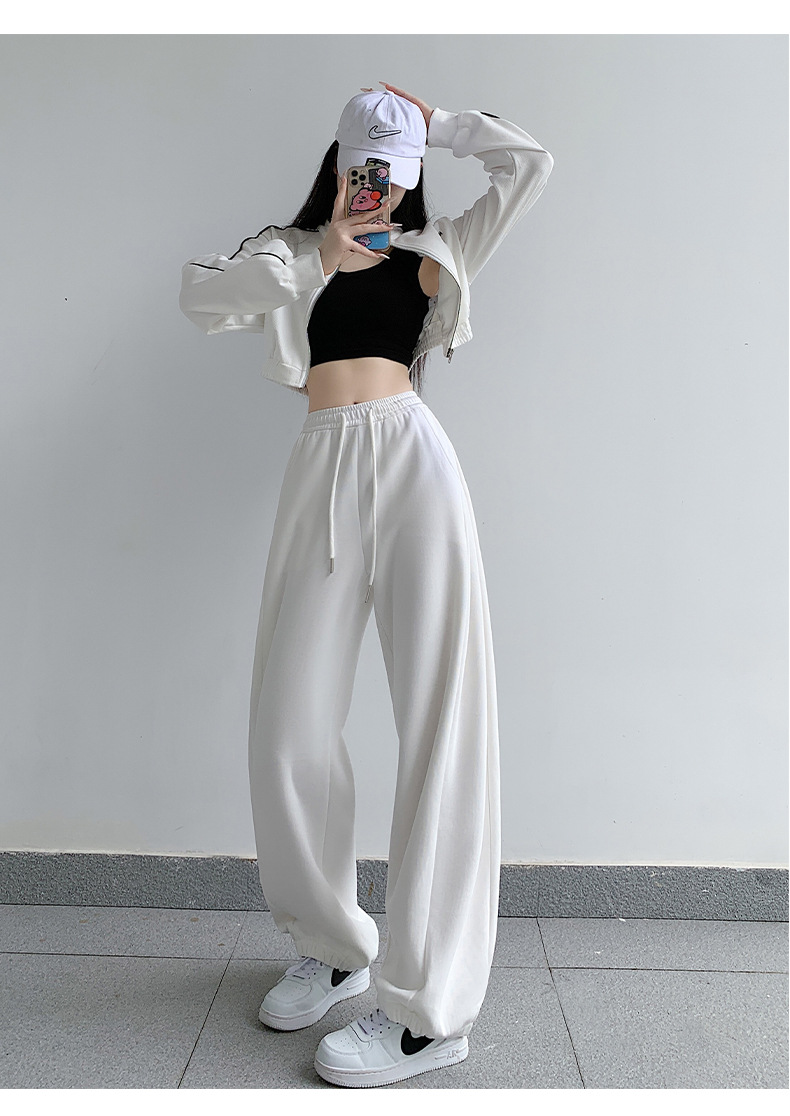 萝卜大叔~休闲运动裤女秋冬新款2023宽松小个子束脚裤阔腿直筒裤详情45