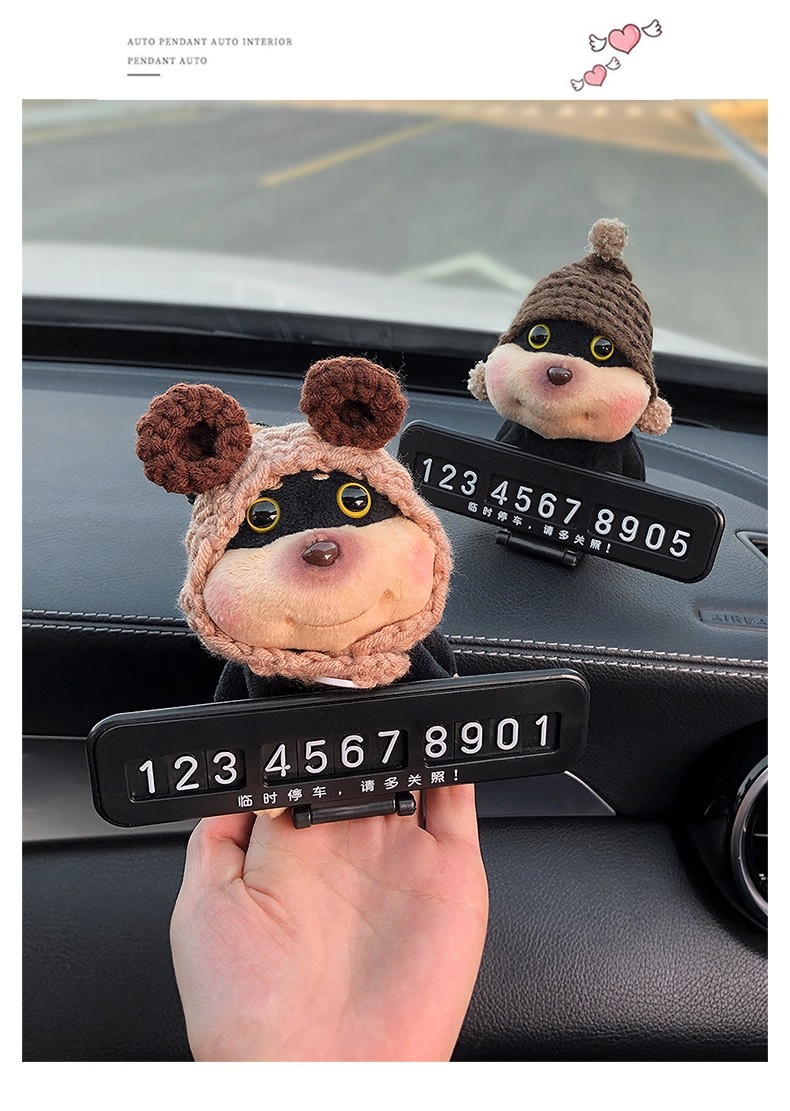 Quirky and Cute Bee and Puppy Number Plate, Car Temporary Parking Sign, High-End 2025 New Model
