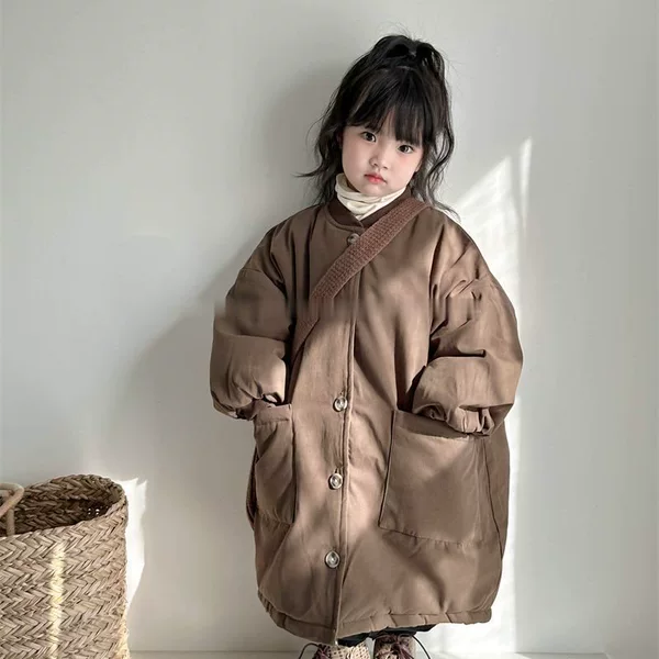 Retro brown cotton coat