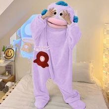 丑鱼汉顿可爱搞怪连体情侣睡衣男女冬季加绒加厚珊瑚绒卡通家居服