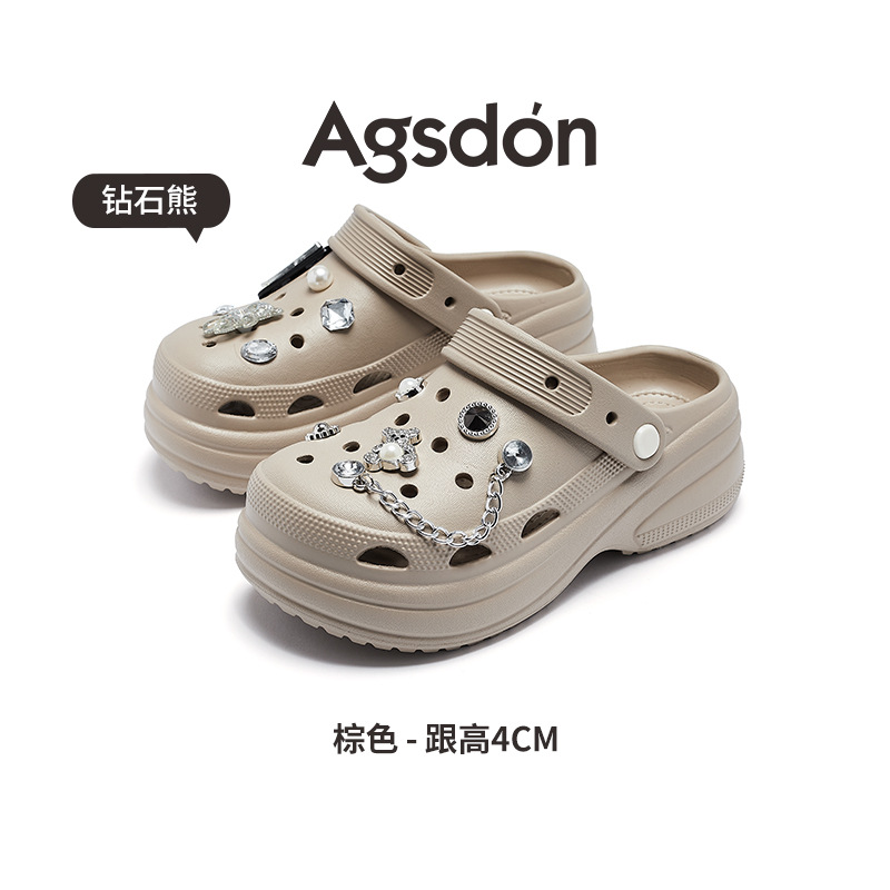 Sandalias Augusden Negras Perforadas para Mujer, Modelo 2026, Nuevas, de Verano, para Exteriores, con Suela Gruesa, Cómodas, a la Moda, para la Playa