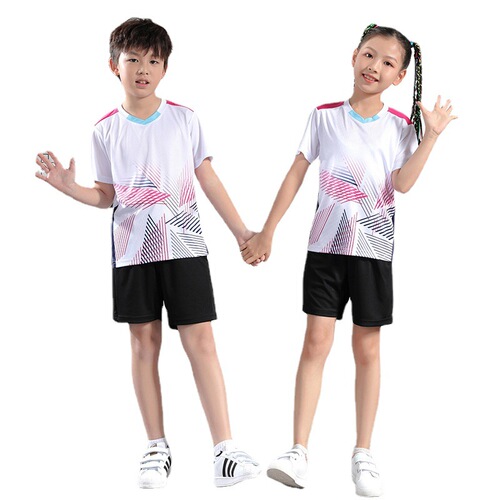 New Children's Badminton Set Spring Boys and Girls Table Tennis Quick-Dry Sports Short-Sleeve Volleyball Clothing
