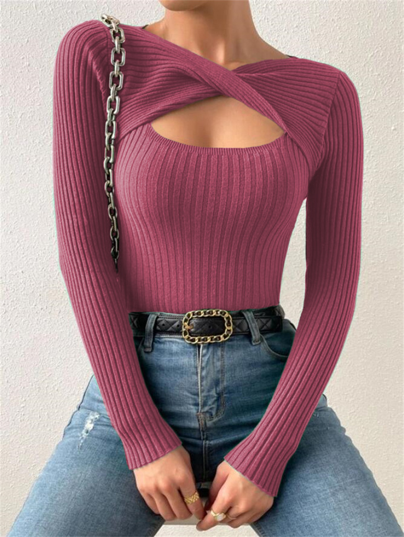 154g Weight Long Sleeve Sleeve Length Pullovers Placket Type Regular Sleeve Sleeve Type Polyester Fabric Type Regular Top Length Sweater Tops Type Holiday, Daily Occasion U Neck Neckline Slim Fit Type Solid Color Pattern Winter, Autumn Season Women's Gender Elegant, Streetwear Style Wholesale Women's Elegant Streetwear Solid Color Long Sleeve Sweaters & Cardigans 17