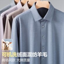 新款含羊毛男士长袖衬衫商务休闲可机洗纯色免烫春秋百搭高档衬衣