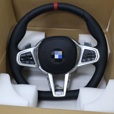 New silver upgraded steering wheel assembly for F/G chassis 1234567 series CS sport BMW modification (Steering wheel) - red-return-to-center-mark