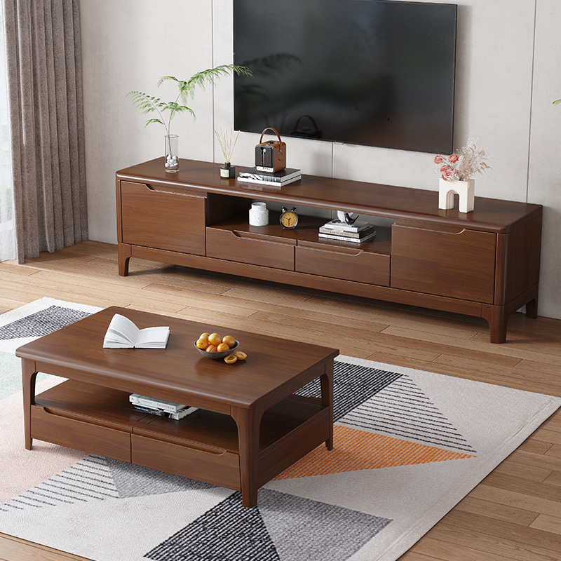 2025 New Solid Wood Tv Cabinet Home Tv Cabinet Coffee Table Combination Modern Small Apartment Bedroom Floor-Standing Living Room