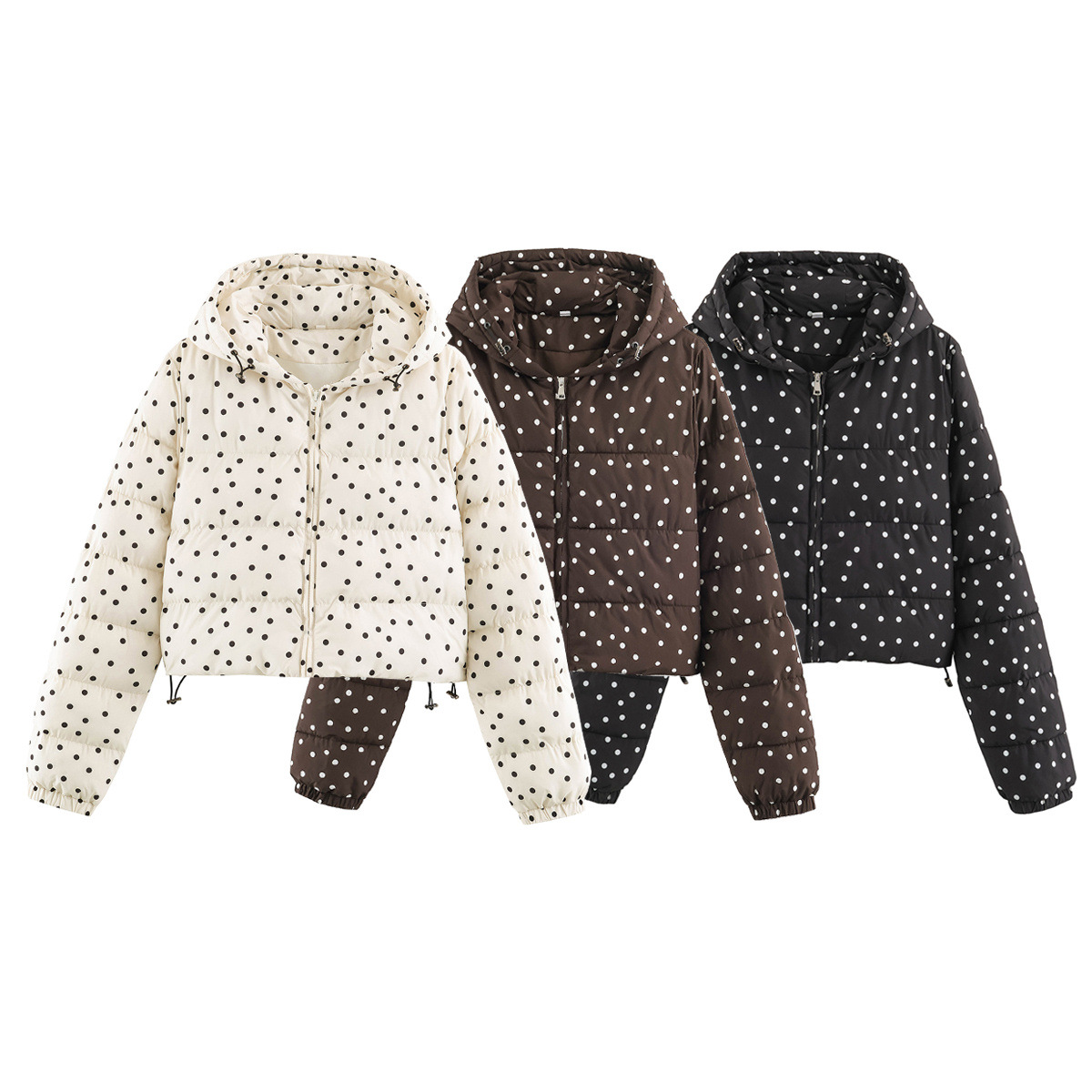Qadın nazik kapüşonlu pambıq jaket, xallı naxışlı