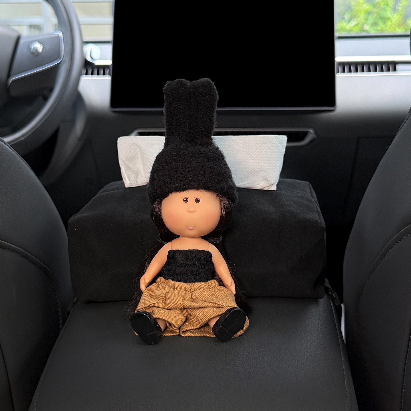 2026 New Potato Sister Car Tissue Box, Car Interior Armrest Tissue Holder, Car Tissue Bag, Cute Design for Women