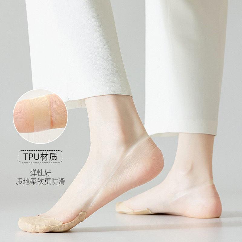 High-heeled socks women Summer thin ice stockings antiskid do not drop with boat Socks sandals shallow invisible socks