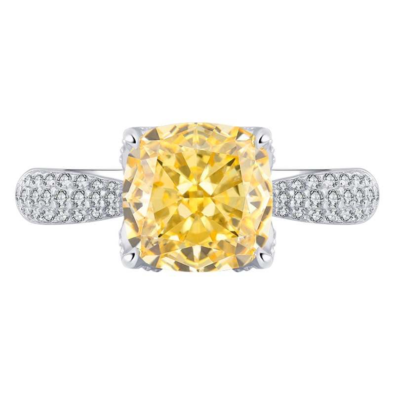 Zhuang joyería de la vida S925 plata fertilizante de alto carbono Fórmula conjunto diamante flor anillo de piedra femenina 9*9