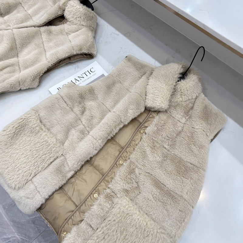 [in Stock] Mc/Moncler Old Money Style Thick Stand Collar Reversible Teddy Lace-Up down Vest