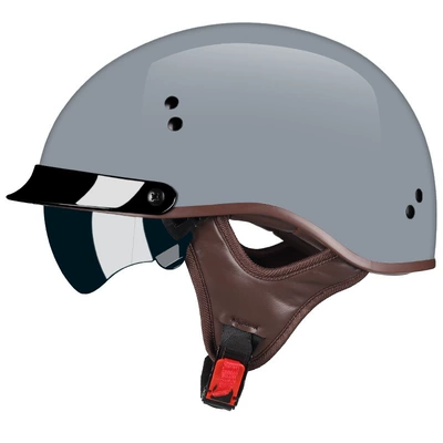 Motosiklet kaskı (dəbilqə) – Women, Retro Half Helmet, Cement Gray - plain-cement-ash-m