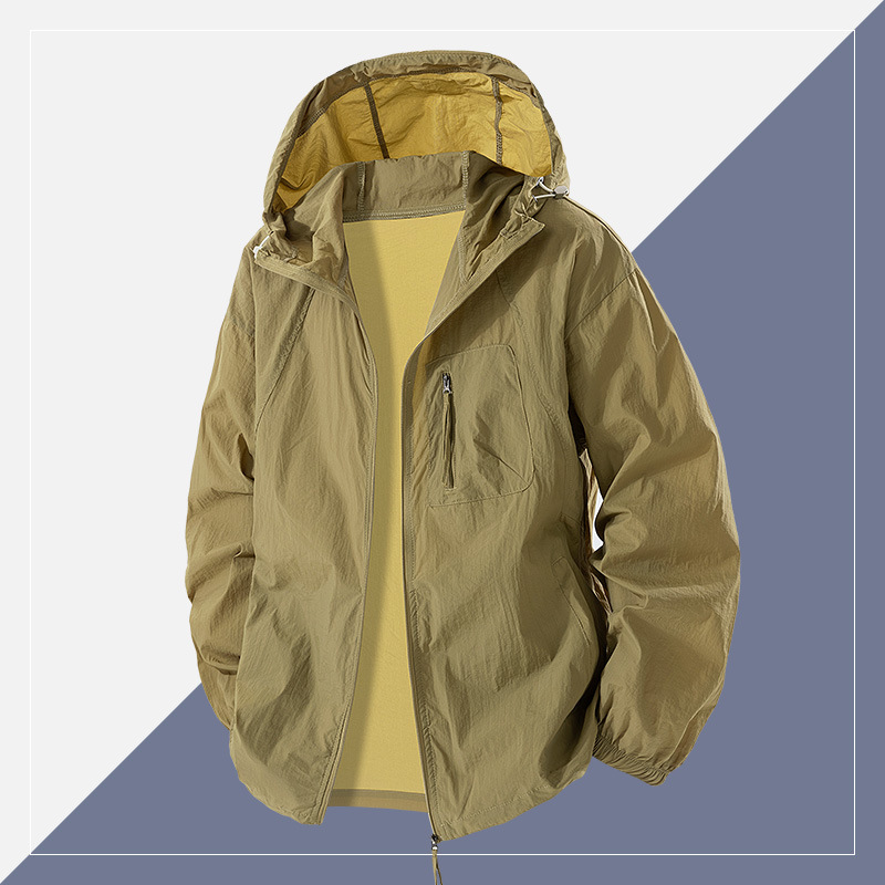 Cross-Border Couple 2025 Summer Skin Clothing Men's Youth Fashion Loose Hooded Sun Protection Clothing Outdoor Fishing Clothing