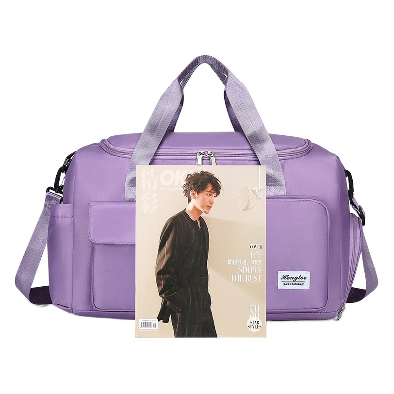 Yoga Bag with Printed Logo, Waterproof Single-Shoulder Crossbody Bag with Separate Shoe Compartment, Gym Bag, Sports Fitness Bag
