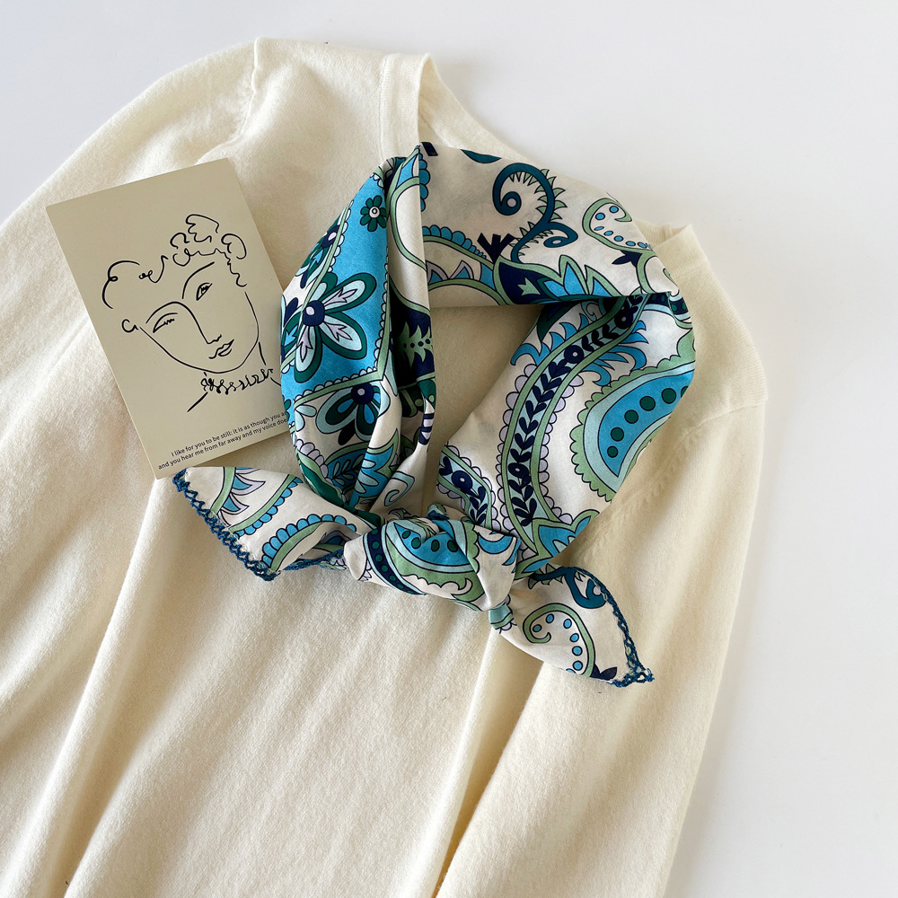 Leopard Print Cotton Square Neck Scarf For Women Lightweight_voghion.com