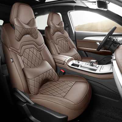 Modelə uyğun (Original) oturacaq örtükləri — Seat Covers - mocha-brown-five-seater-full-surround-luxury-edition-specifically-for-jietu-x70-plus-please-specify-year-and-configuration-in-order-notes