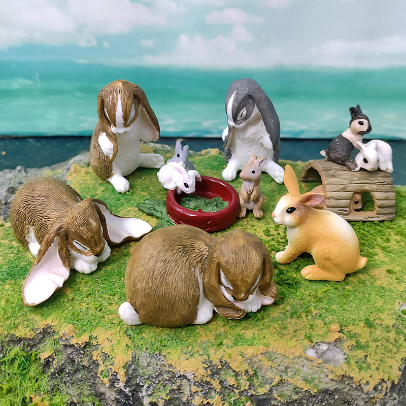 Simulación transfronteriza modelo de conejo mascota para niños cognitiva Lop conejo jugando conejo comiendo hierba adornos decorativos de animales