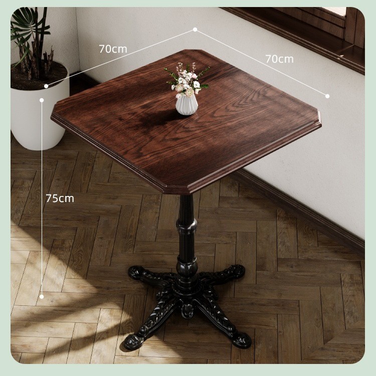 Mesa y silla de cafetería americana retro francesa panadería de comida ligera dulces tienda de azúcar y agua bistrona mesa de madera maciza