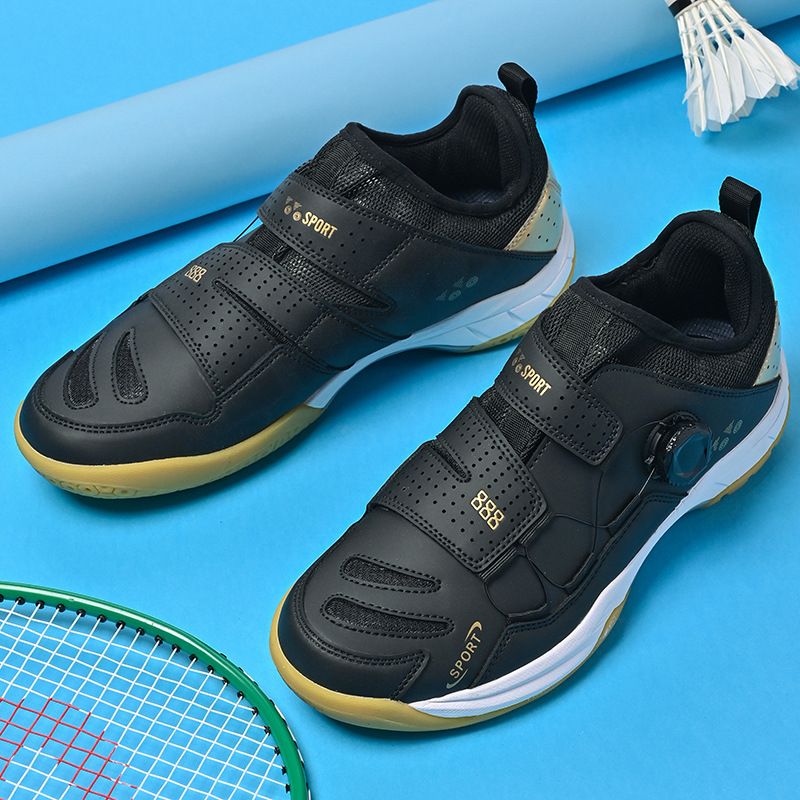Tendencia simple y elegante nueva zapatilla de bádminton de hebilla giratoria transfronteriza transpirable, ligera y multifuncional, malla transpirable