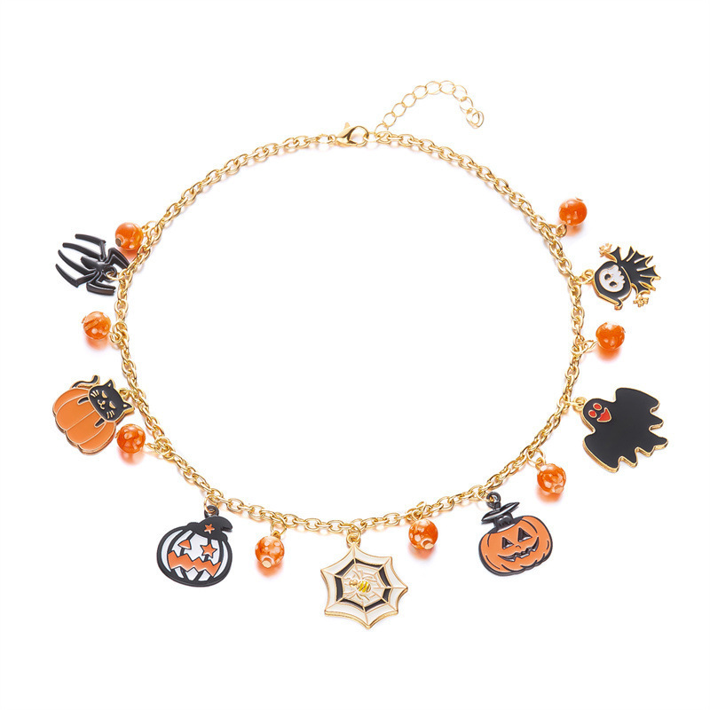 クロスボーダーネックレス卸売新しいハロウィンアクセサリーニッチハイエンドジュエリー鎖骨チェーンレディースペンダントライト高級ネックレス|undefined