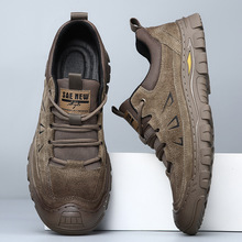 男鞋真皮2025秋季新款男士休闲耐磨登山鞋户外厚底防滑徒步皮鞋男
