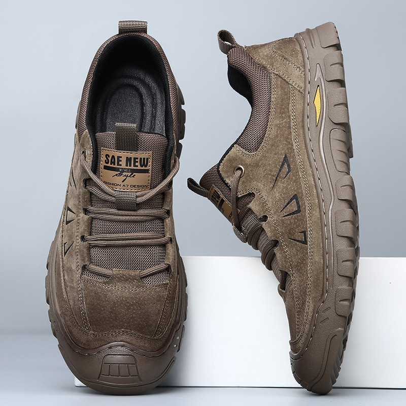 男鞋真皮2025秋季新款男士休闲耐磨登山鞋户外厚底防滑徒步皮鞋男